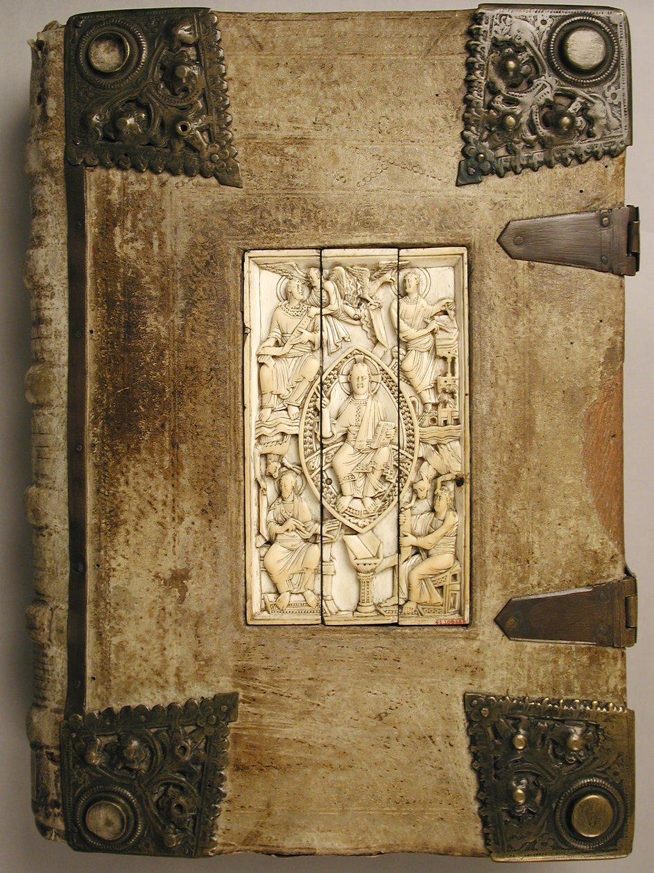 Tablica z Chrystusem w majestacie i czterema ewangelistami, 1000-1100. autorstwa Unbekannt