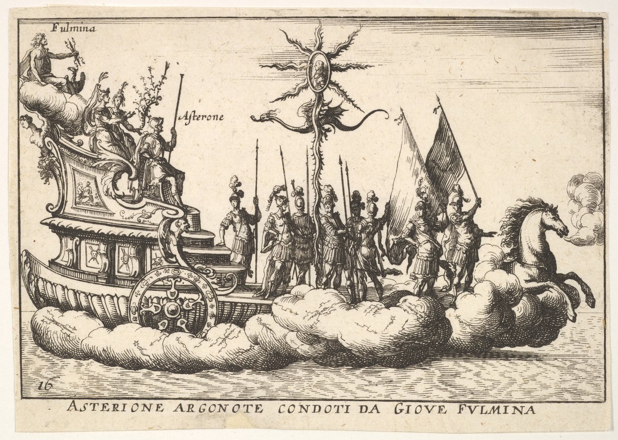Płyta 16: Argonauta Asterion prowadzony przez młodą postać błyskawicy Asterione argonote con..., 1664. autorstwa Unbekannt