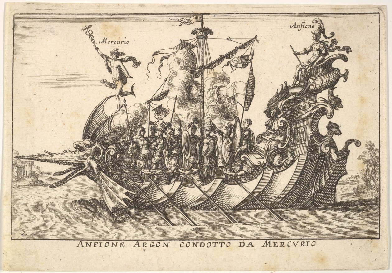 Płyta 2: Argonaut Amphion prowadzony przez Mercury Anfione Argon. condotto da Mercurio, z..., 1664. autorstwa Unbekannt