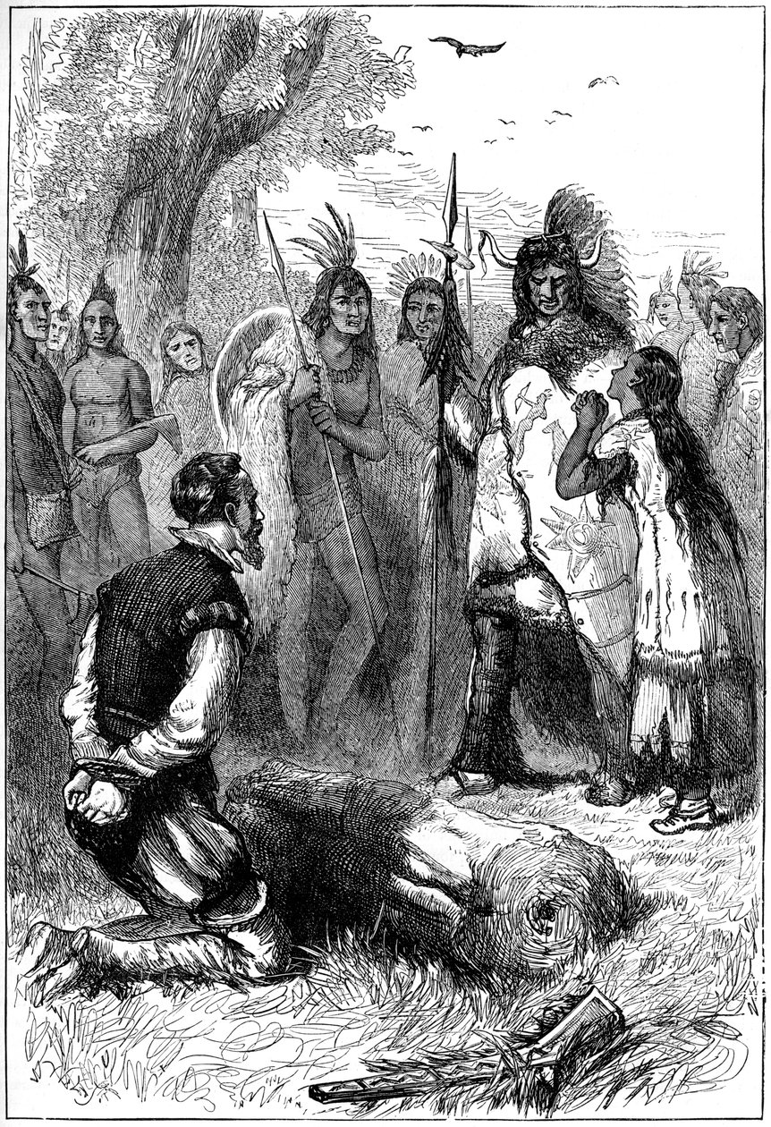 Pocahontas uratowała życie kapitana Smitha, 1607 c1880 autorstwa Unbekannt