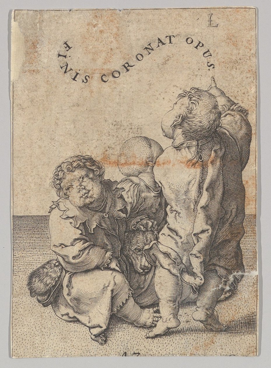 Poeta Virgil zawieszony w koszyku, szczegóły copy.n.d. autorstwa Unbekannt