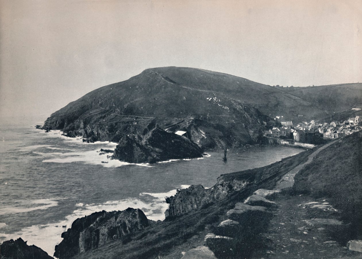 Polperro - Zatoka i wieś, 1895 autorstwa Unbekannt
