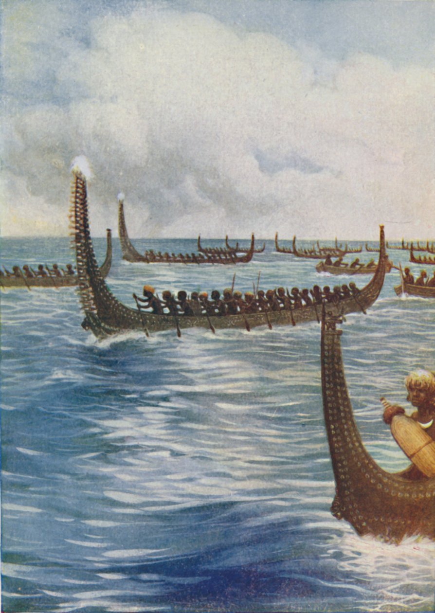 Polinezyjskie kajaki wojenne, 1924 autorstwa Unbekannt