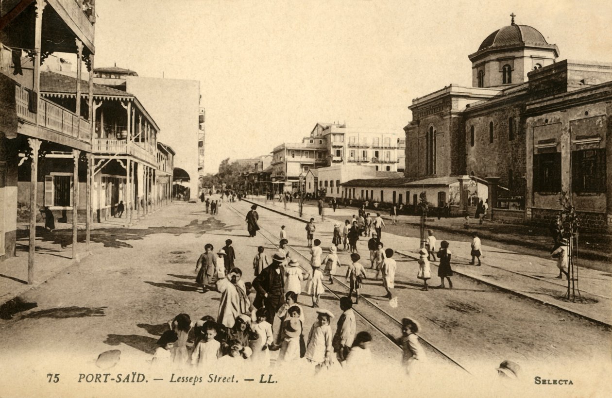 Port-Said. - ul. Lessepsa. - LL., c1918-c1939. autorstwa Unbekannt