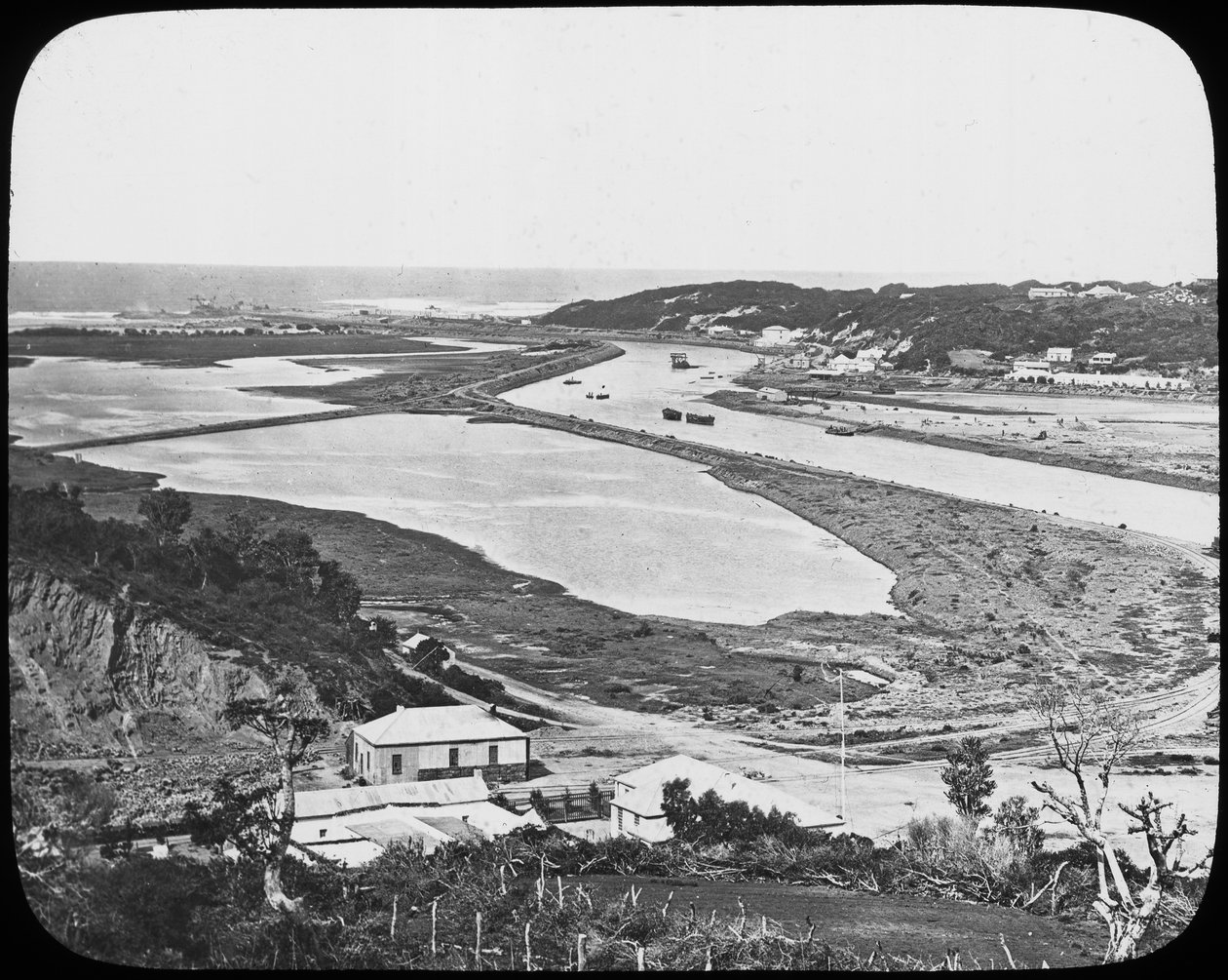 Port Alfred, rzeka Kowie, kopalnie diamentów i złota na Przylądku, RPA, ok. 1890 r. autorstwa Unbekannt