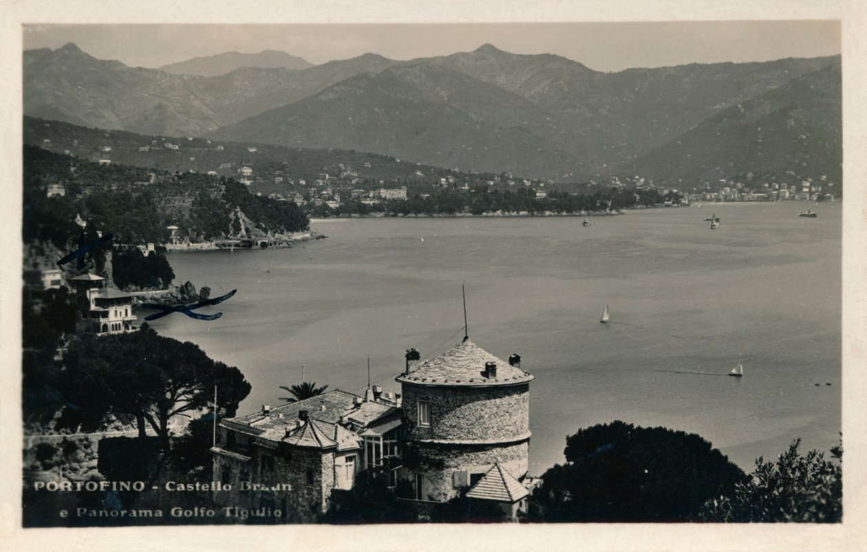 Portofino - Castello Brown i Panorama Zatoki Tigullio, ok. 1900. autorstwa Unbekannt