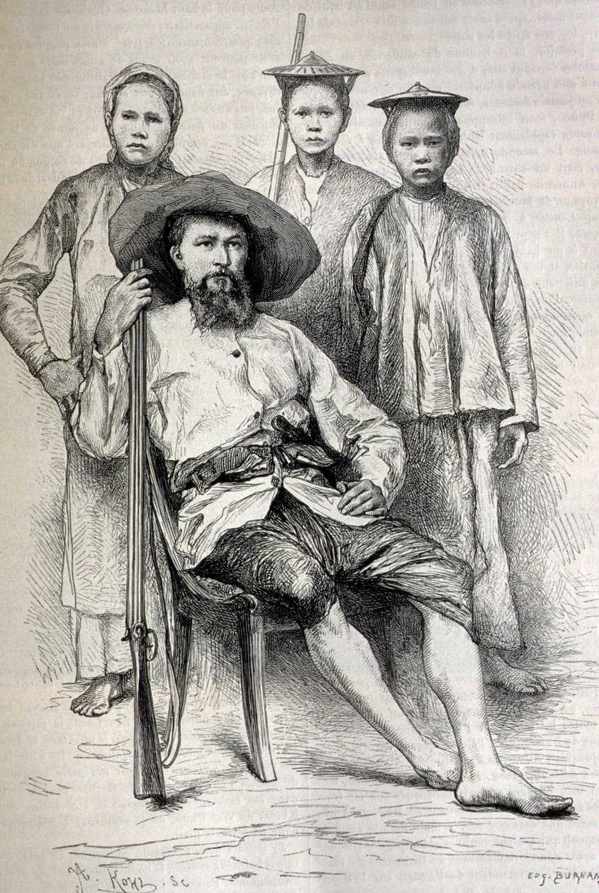 Portret Auguste Pavie (1847-1925) francuski odkrywca i dyplomata w Indochinach - Grawerowanie autorstwa Unbekannt
