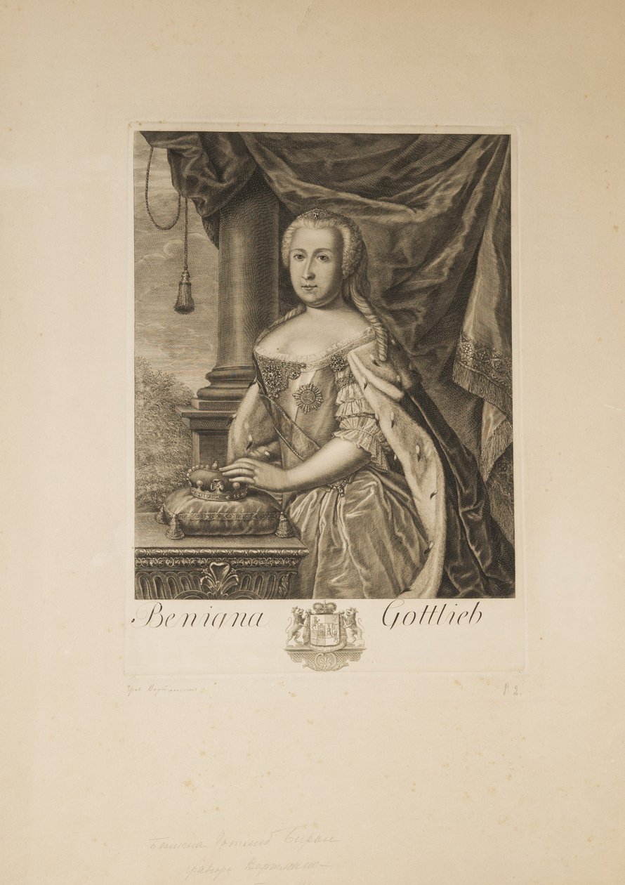 Portret Benigny Gottlieb von Biron 1703-1782, księżnej dworskiej autorstwa Unbekannt