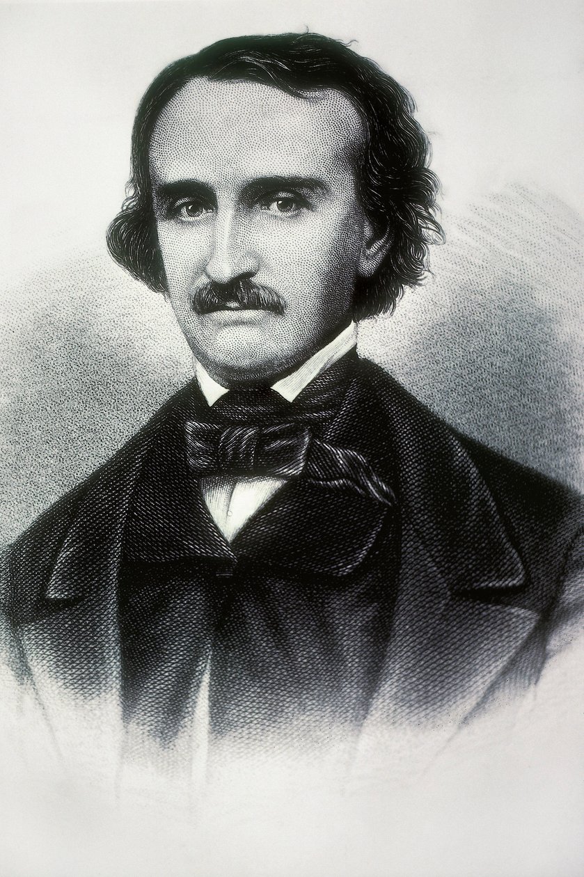 Portret Edgara Allana Poe (1809-1849), amerykańskiego pisarza. Rycina XIX wieku. autorstwa Unbekannt