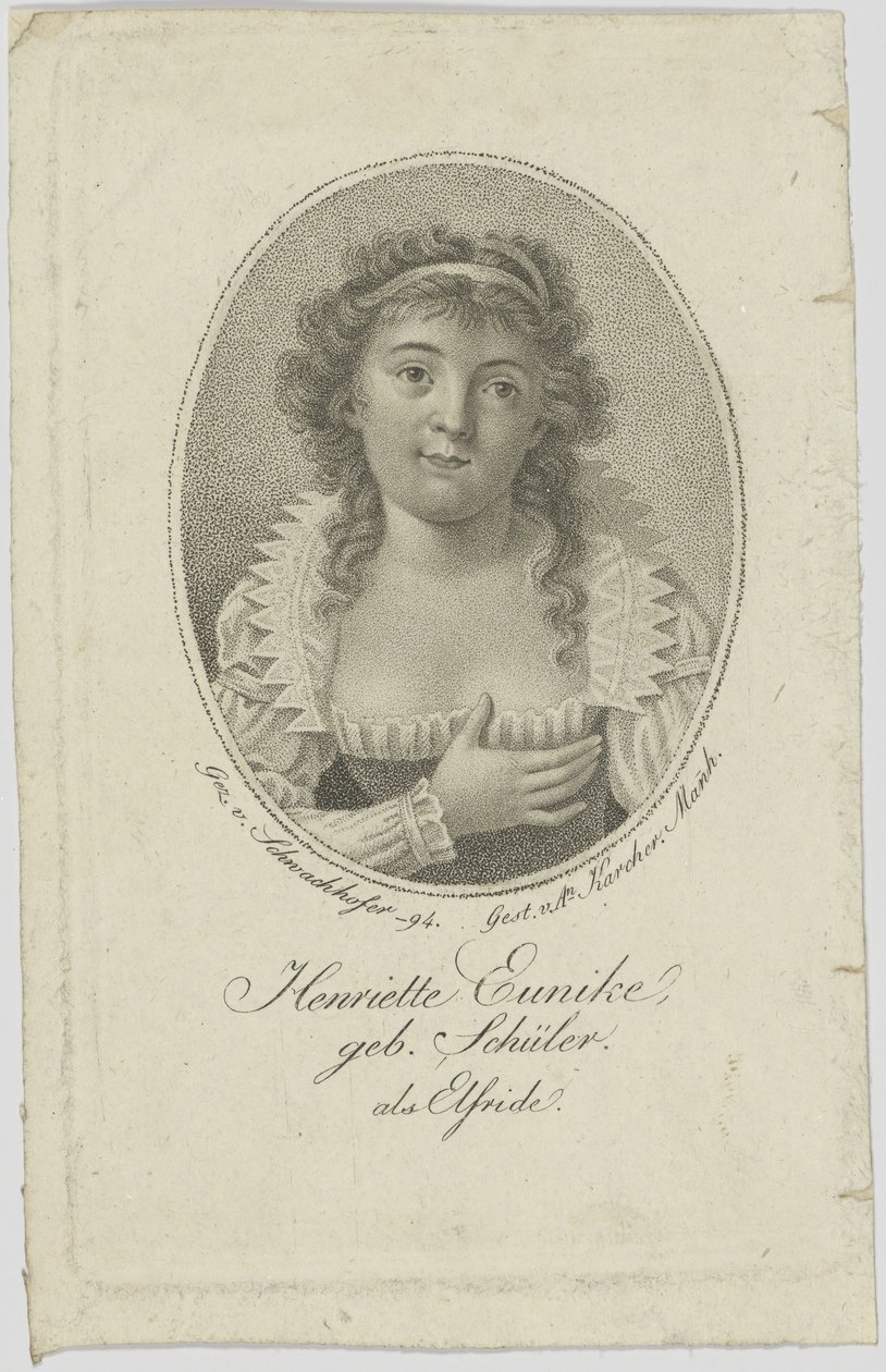 Portret Henriette Hendel-Schütz z domu Schüler 1772-1849 jako Elfride, 1794. autorstwa Unbekannt