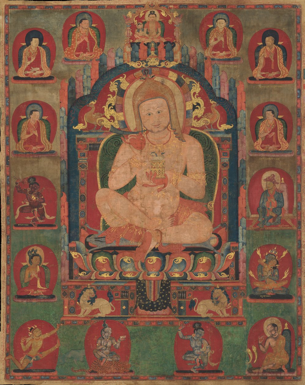 Portret Jannatapy z udziałem lamów i Mahasiddhów, ka. 1350. autorstwa Unbekannt