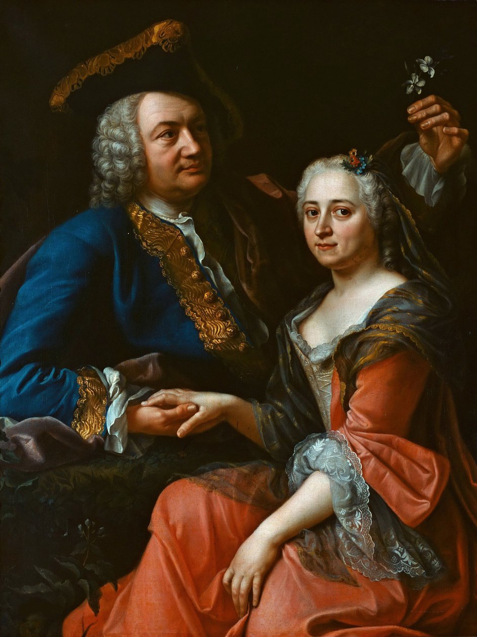 Portret Johanna Christopha Gottscheda 1700-1766 z żoną Luise, ok. 1750. autorstwa Unbekannt