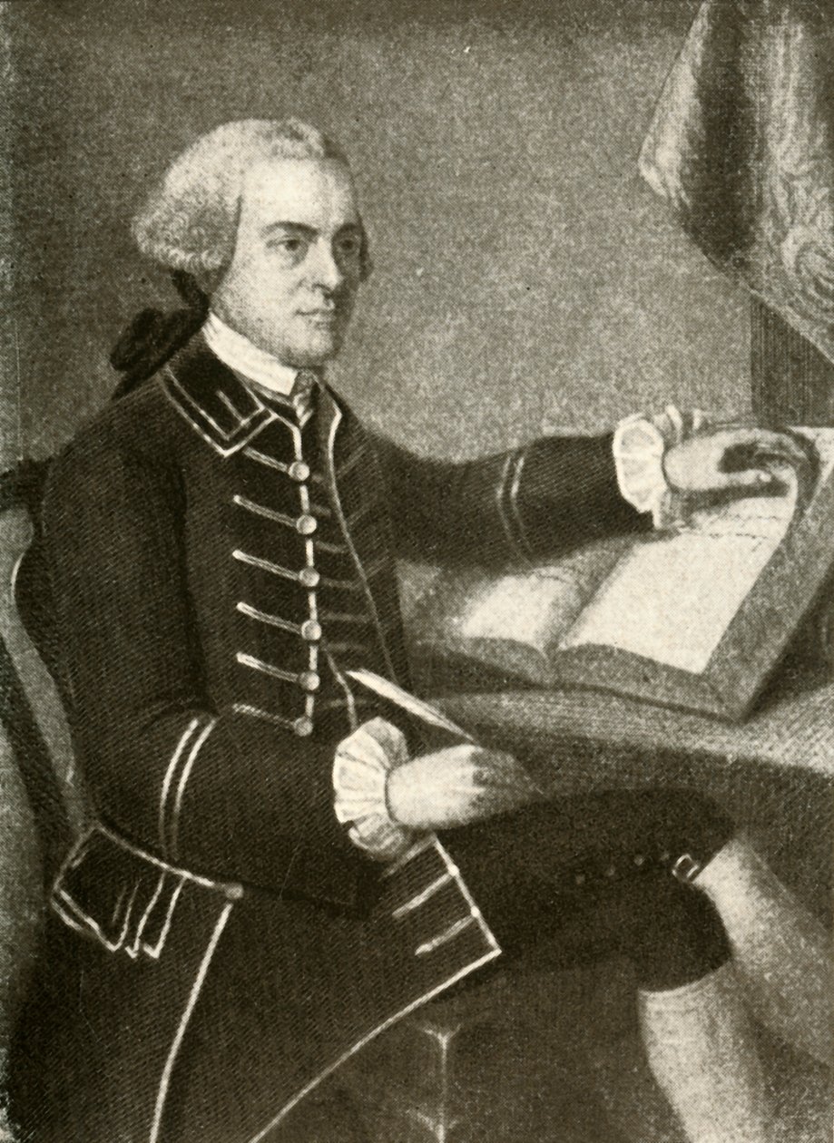 Portret Johna Hancocka, w płaszczu z podwójnymi klapami kieszeni, c1780, 1937. autorstwa Unbekannt