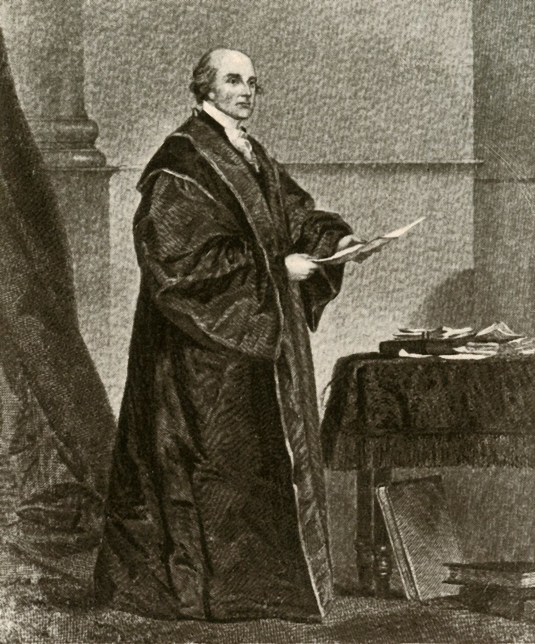Portret Johna Jaya w jego szatach jako Pierwszego Naczelnego Sędziego Stanów Zjednoczonych, c1780, 1937. autorstwa Unbekannt