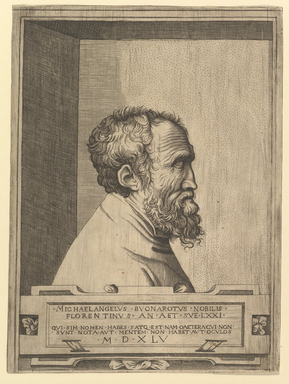 Portret Michała Anioła z profilu w prawo, osadzony we wnęce, 1545. autorstwa Unbekannt