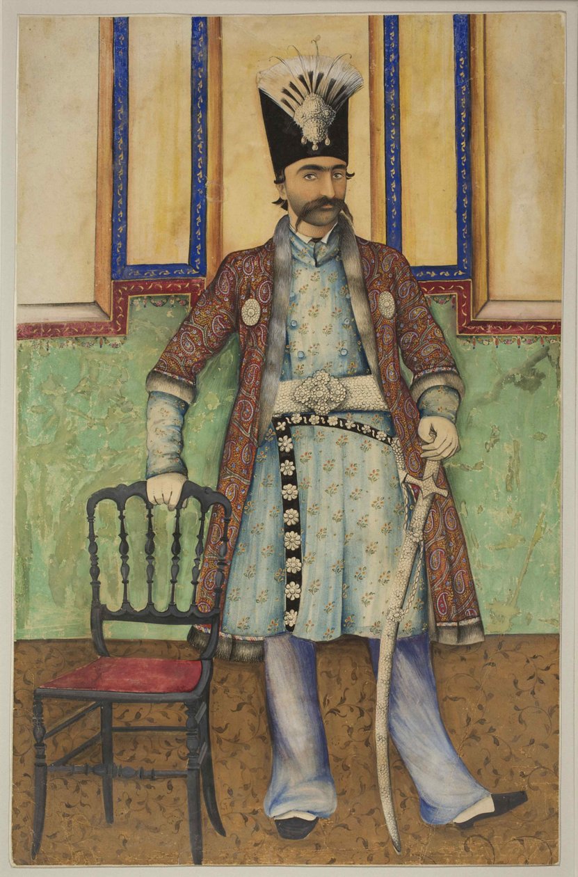 Portret Nassera al-Din Shah Qajara 1831-1896, Szahanszah perski, ok. 1855. autorstwa Unbekannt