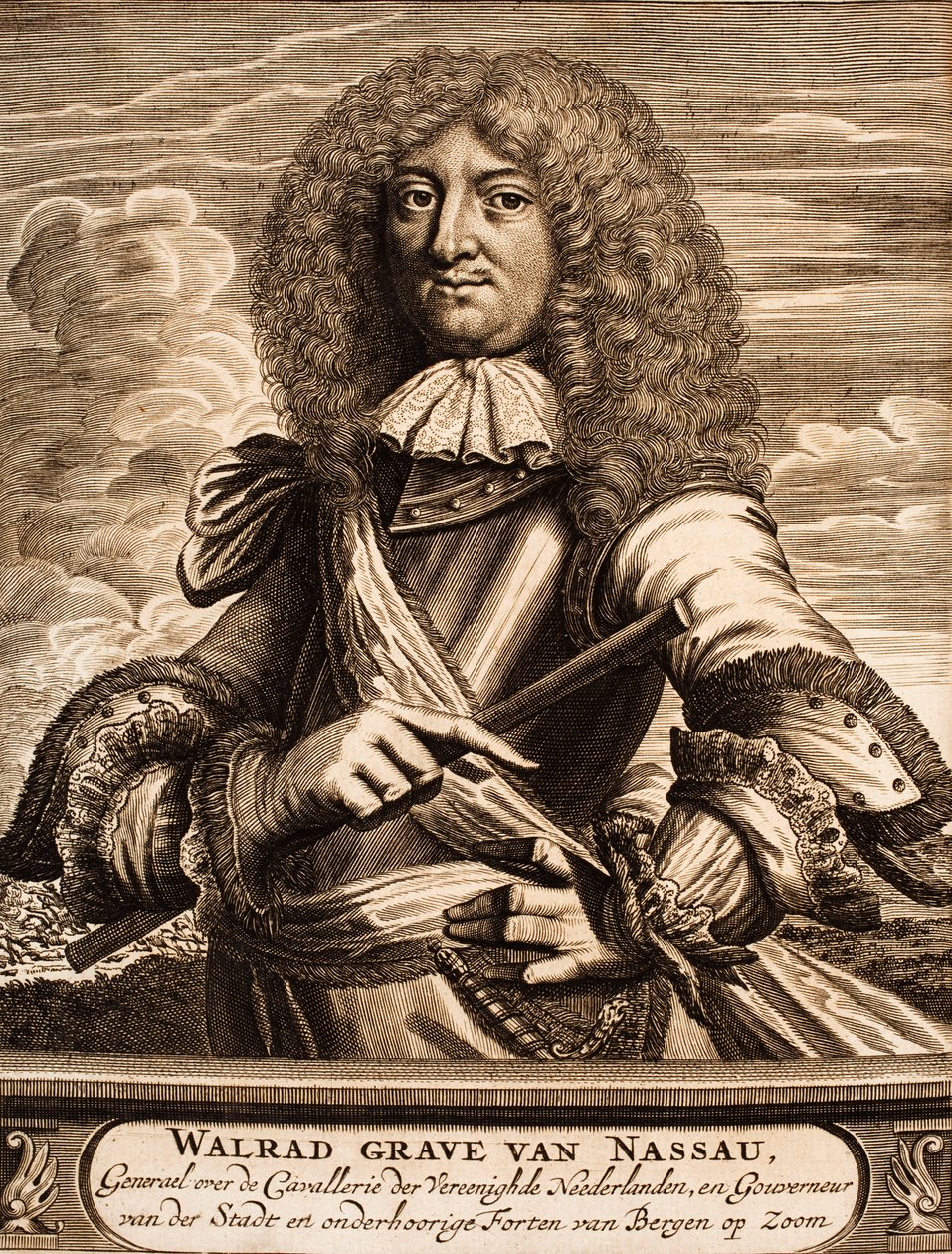 Portret księcia Walrada z Nassau-Usingen 1635-1702 Od: Scena wojny, 1675. autorstwa Unbekannt