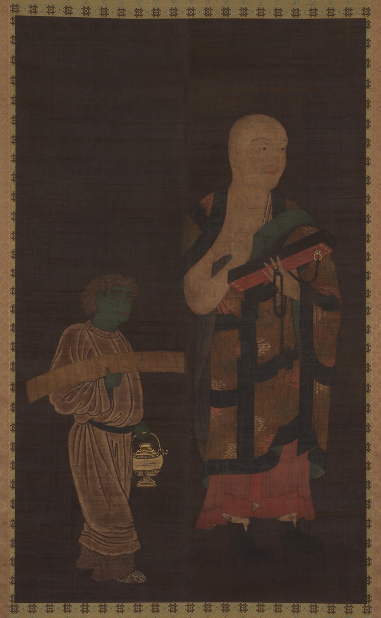 Portret Xuanzang Genjo z opiekunem, XIV wiek. autorstwa Unbekannt