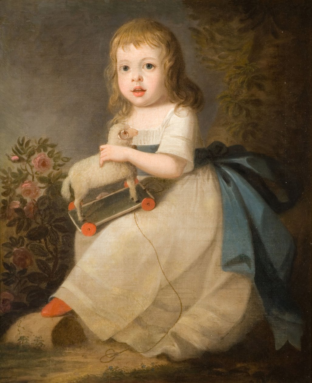 Portret dziecka z owcą-zabawką, 1850. autorstwa Unbekannt