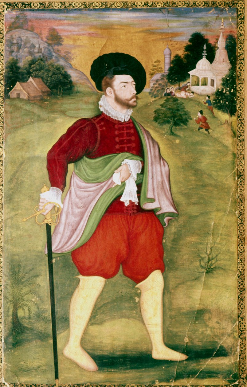 Portret europejskiej szkoły Mogołów, okres Akbar, koniec XVI wieku autorstwa Unbekannt