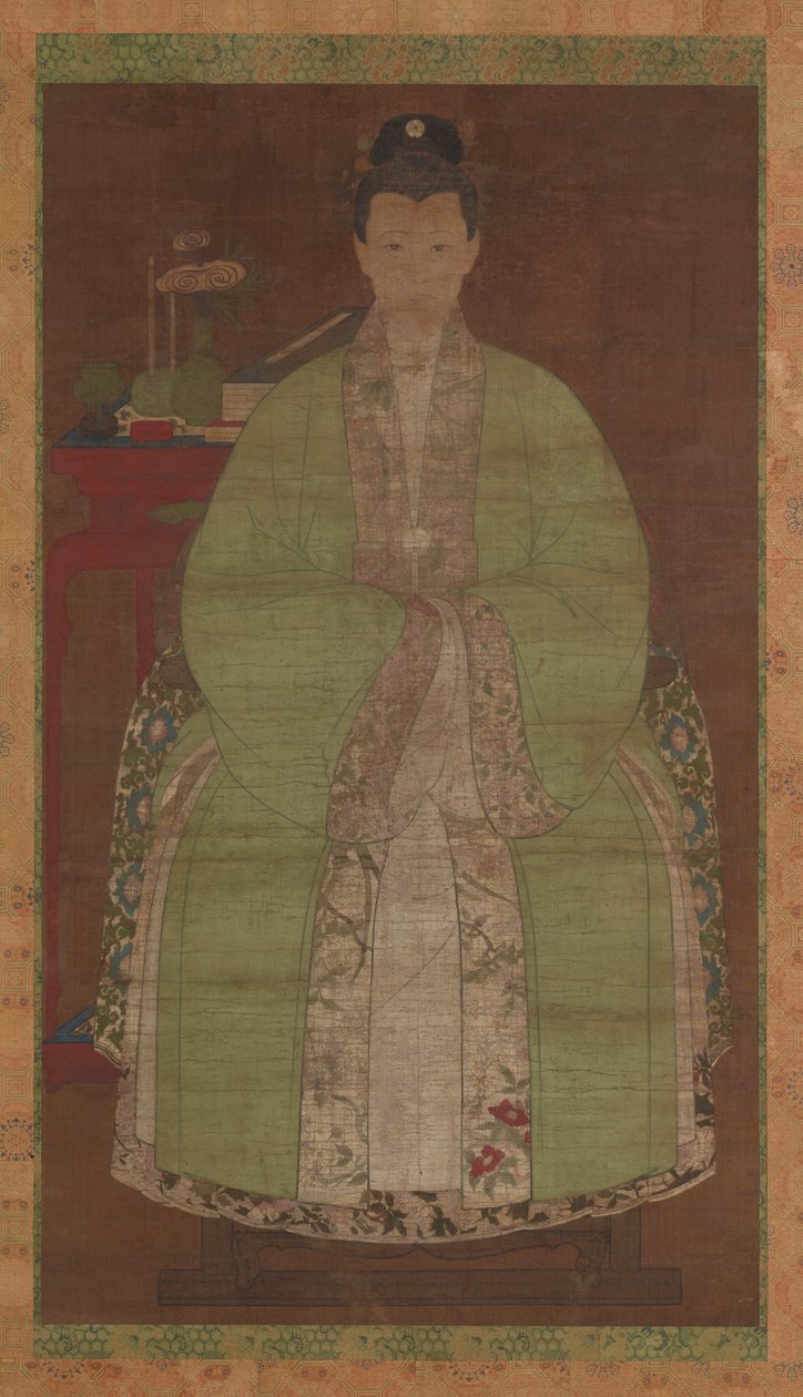 Portret kobiety w zieleni, prawdopodobnie dynastia Ming, XVII wiek. autorstwa Unbekannt