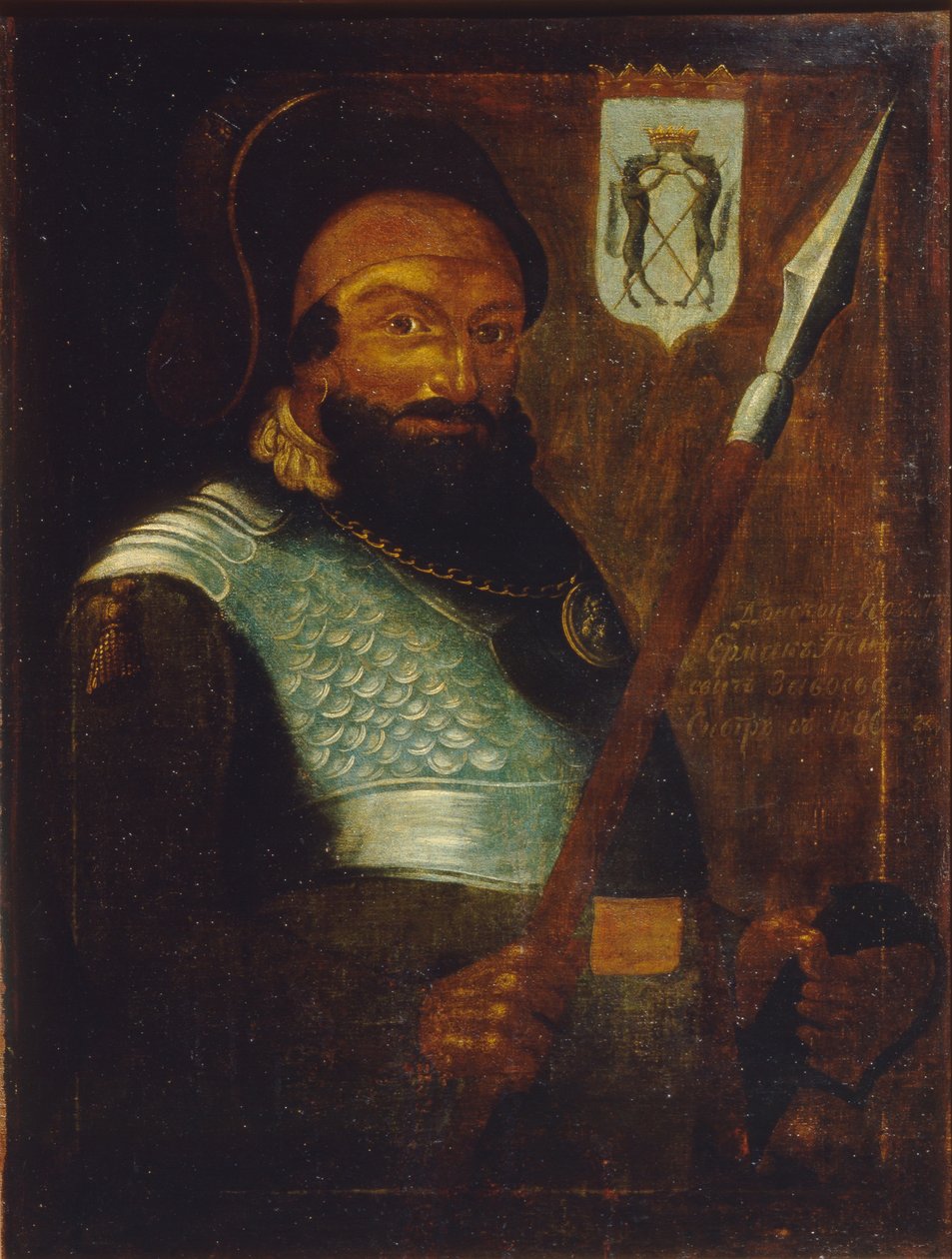 Portret wodza kozackiego, zdobywcy Syberii Jermaka Timofiejewicza -1585, początek XVIII wieku. autorstwa Unbekannt