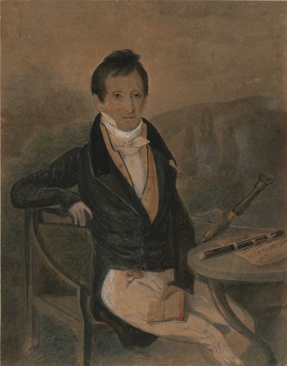 Portret flecisty Jean-Louis Tulou 1786-1865, c. 1840 autorstwa Unbekannt