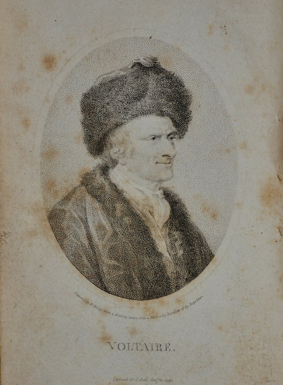 Portret pisarza, eseisty i filozofa Francois Marie Arouet de Voltaire 1694-1778, 1798 autorstwa Unbekannt