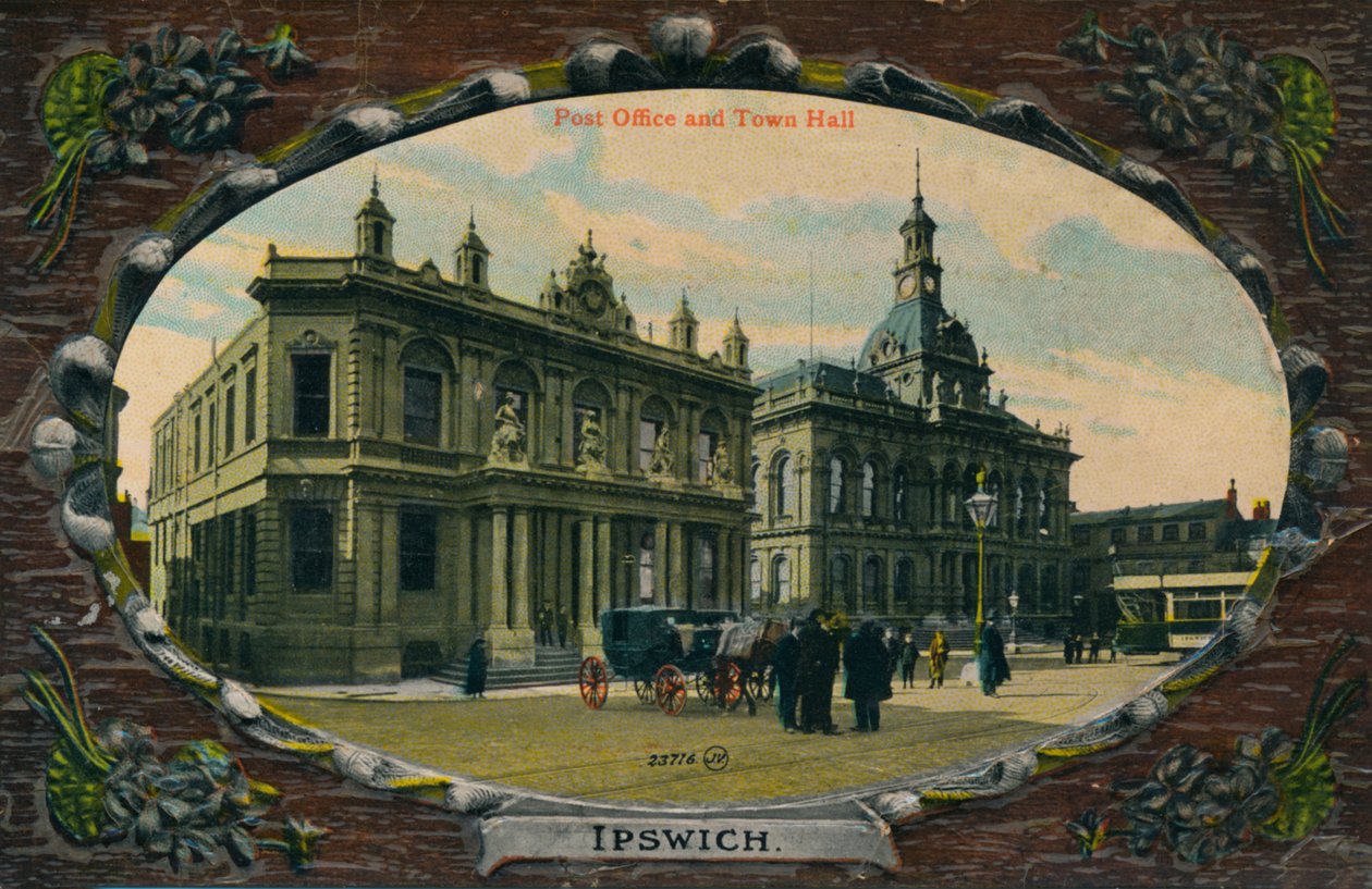 Urząd Pocztowy i Ratusz, Ipswich, Suffolk, c1905 autorstwa Unbekannt