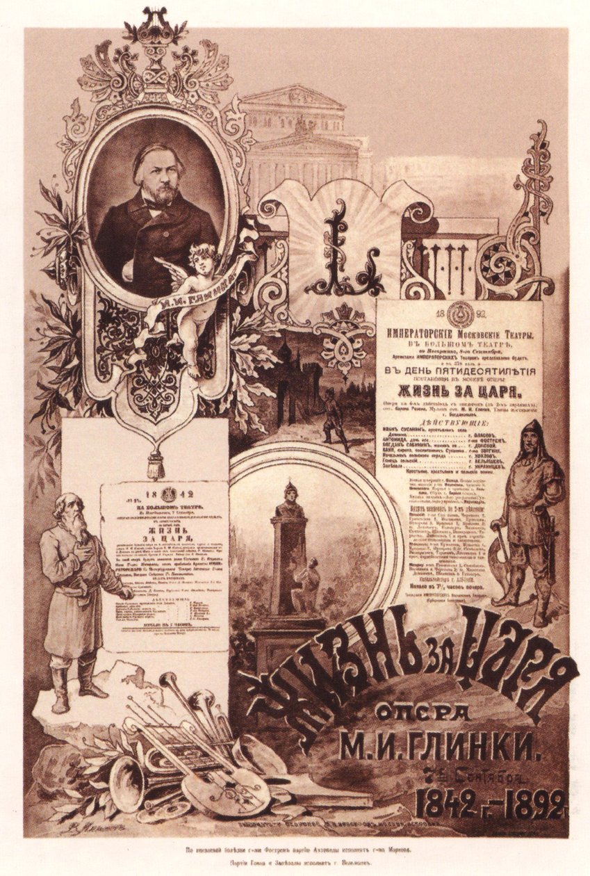 Plakat do opery Życie za cara M. Glinki, 1892 autorstwa Unbekannt