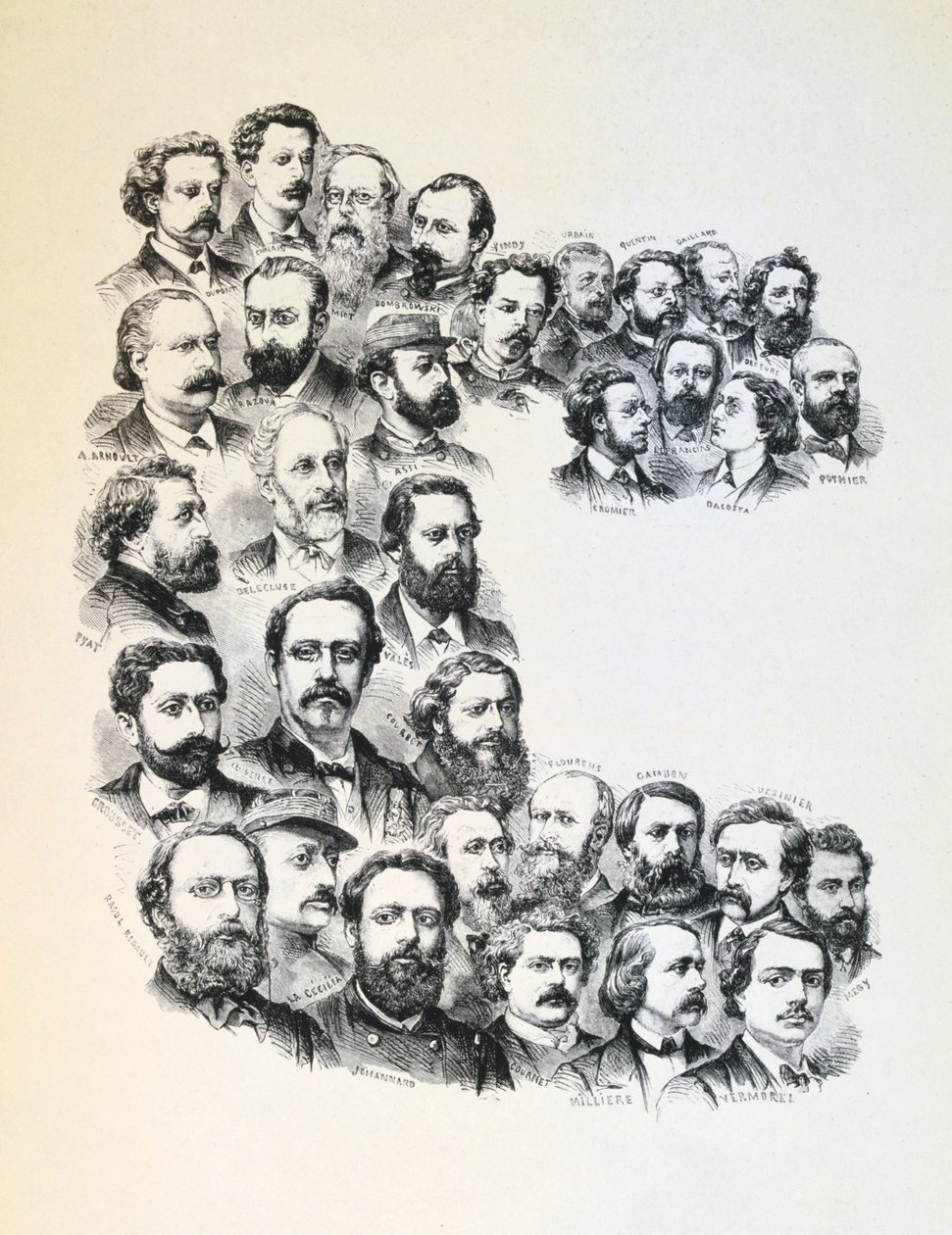 Plakat z portretami komunardów, Komuna Paryska, 1871. autorstwa Unbekannt