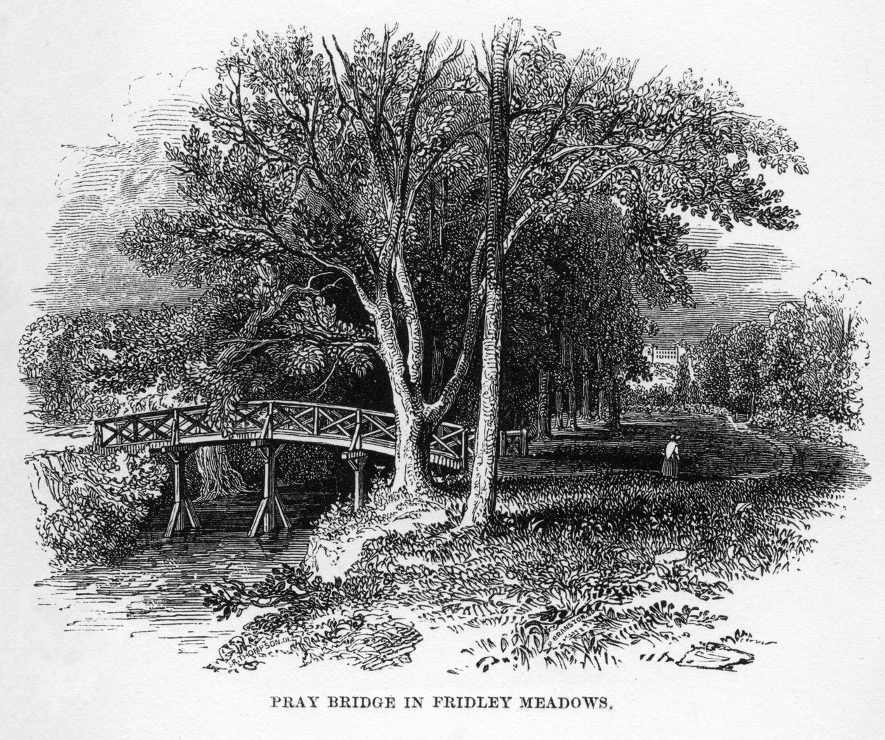 Pray Bridge w Fridley Meadows, Surrey, XIX w. autorstwa Unbekannt