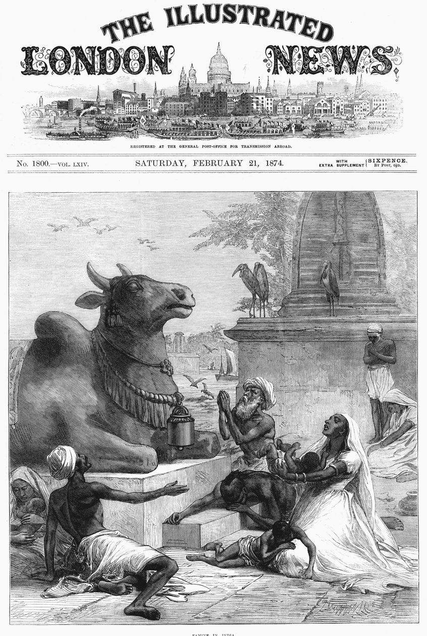 Modląc się do Nandiego o uwolnienie od głodu, Bengal, Indie, 1874 autorstwa Unbekannt