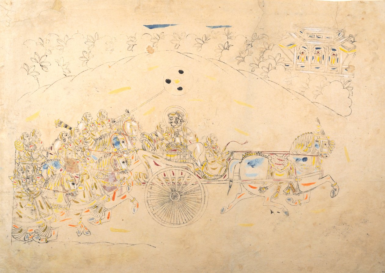 Studium przygotowawcze do portretu mężczyzny Singha i jego haremu, 1810-15. autorstwa Unbekannt