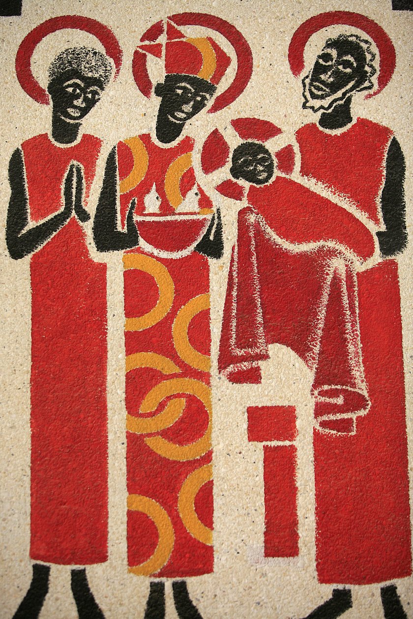 Świątynia Presentation de Jesus au Fresk kościoła opactwa Keur Moussa został zaprojektowany i namalowany w 1963 roku przez Dom Georgesa Sageta, Keur Moussa, Senegal autorstwa Unbekannt