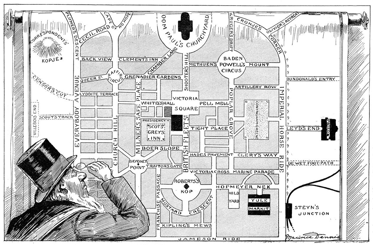 Prezydent Kruger patrzący na plan Nowej Pretorii, 1900 autorstwa Unbekannt