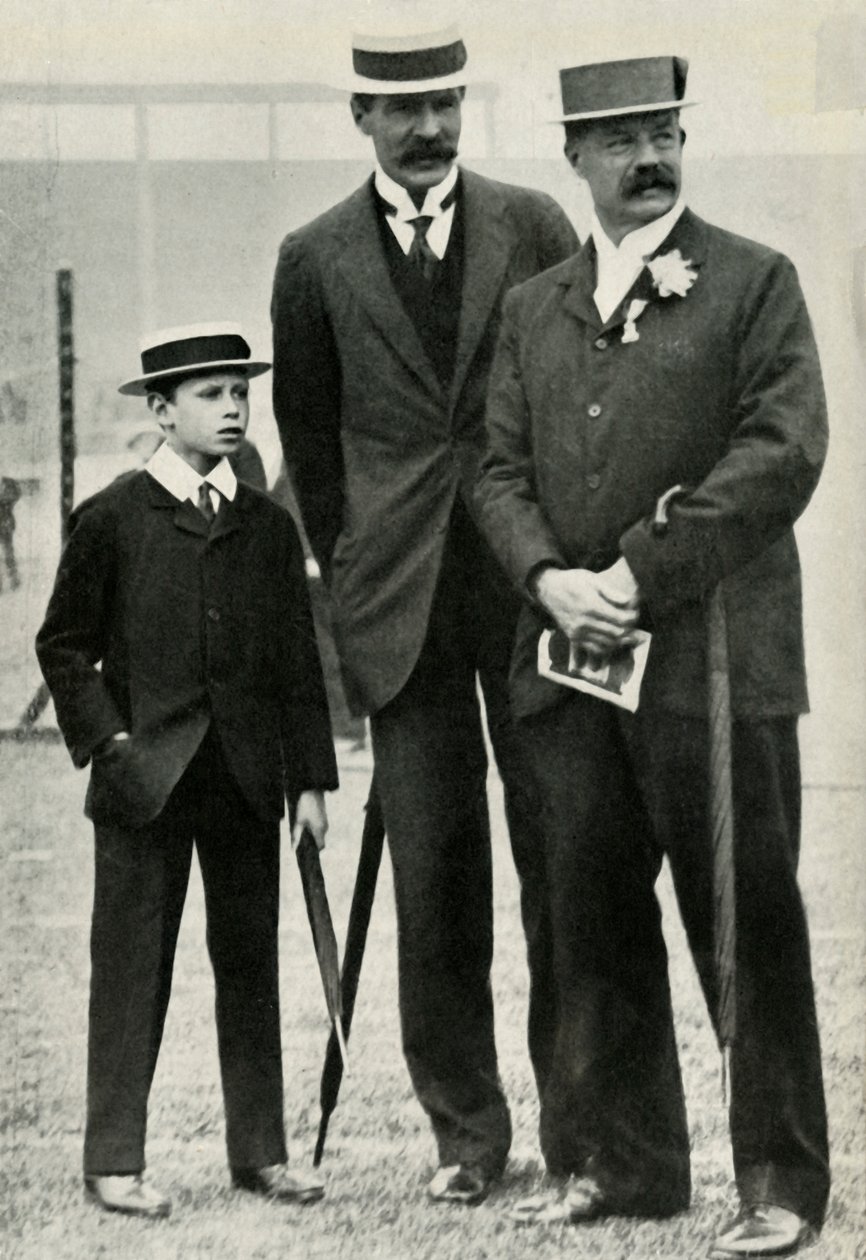 Prince Albert ze swoim nauczycielem i Lordem Desborough, 1908, 1947. autorstwa Unbekannt