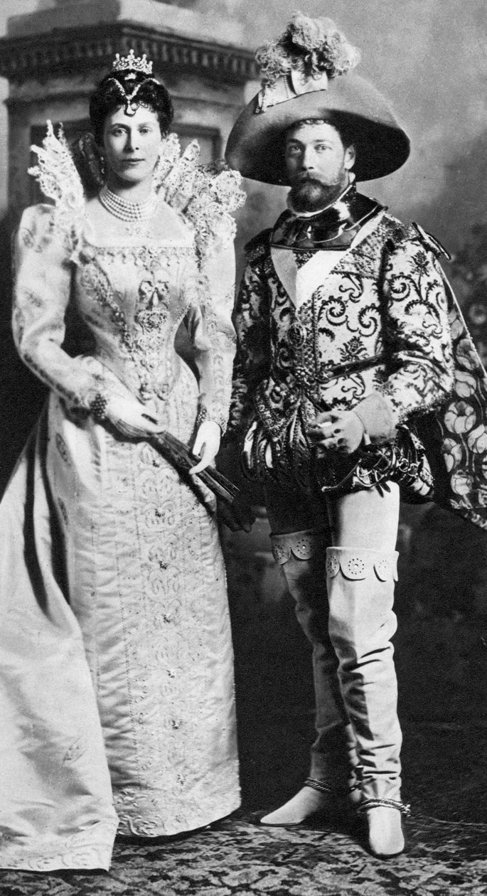 Książę Jerzy i Maria z Teck w fantazyjnych strojach, bal w Devonshire House, 1897 autorstwa Unbekannt