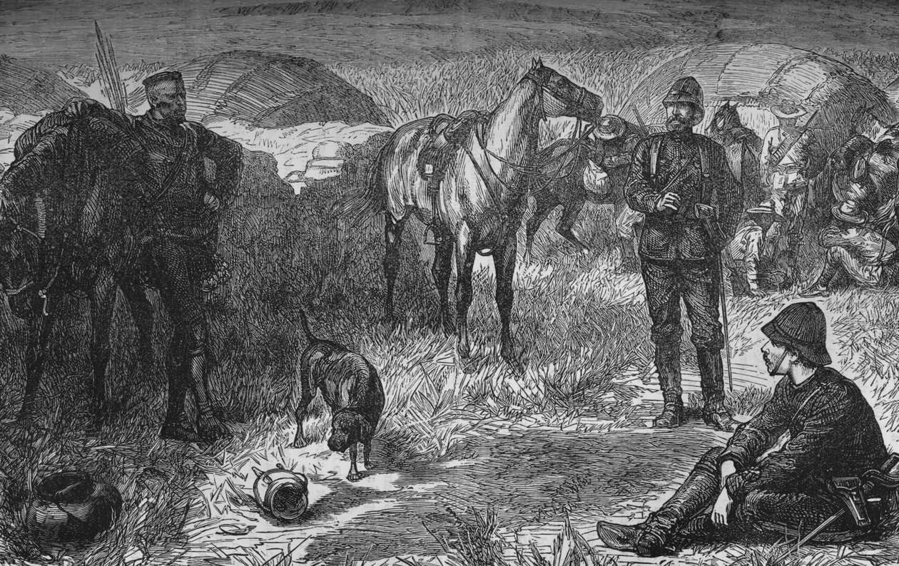 Książę Ludwik Napoleon i przyjęcie przed niespodzianką Zulusów, ok. 1880 r. autorstwa Unbekannt