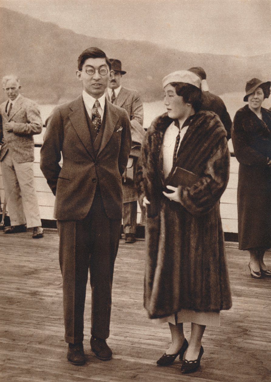 Książę i księżniczka Chichibu przybywają na Queen Mary, 12 kwietnia 1937 r. autorstwa Unbekannt