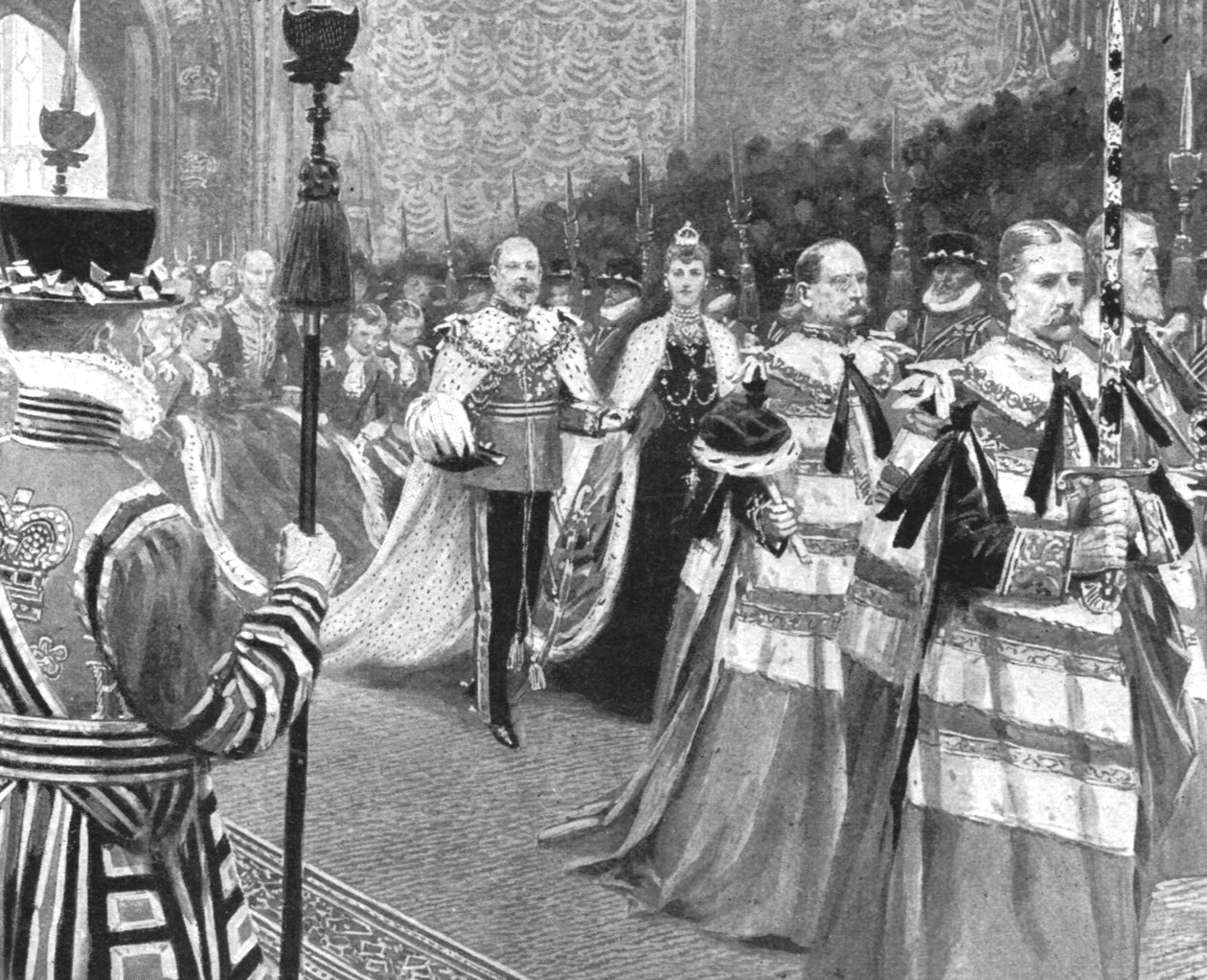 Księżniczka Aleksandra... na otwarciu pierwszego parlamentu króla Edwarda VII, 1901. autorstwa Unbekannt