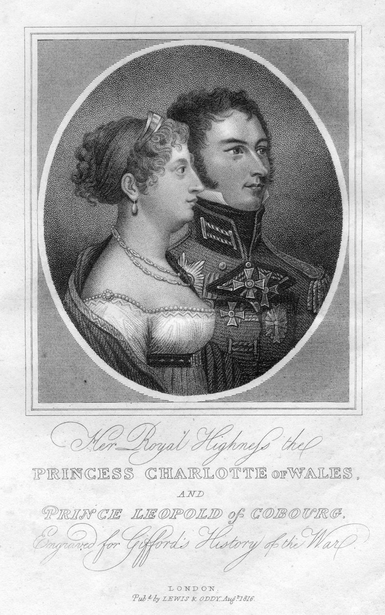 Księżniczka Charlotte Walii i książę Leopold Saxe-Coburg, 1816 autorstwa Unbekannt