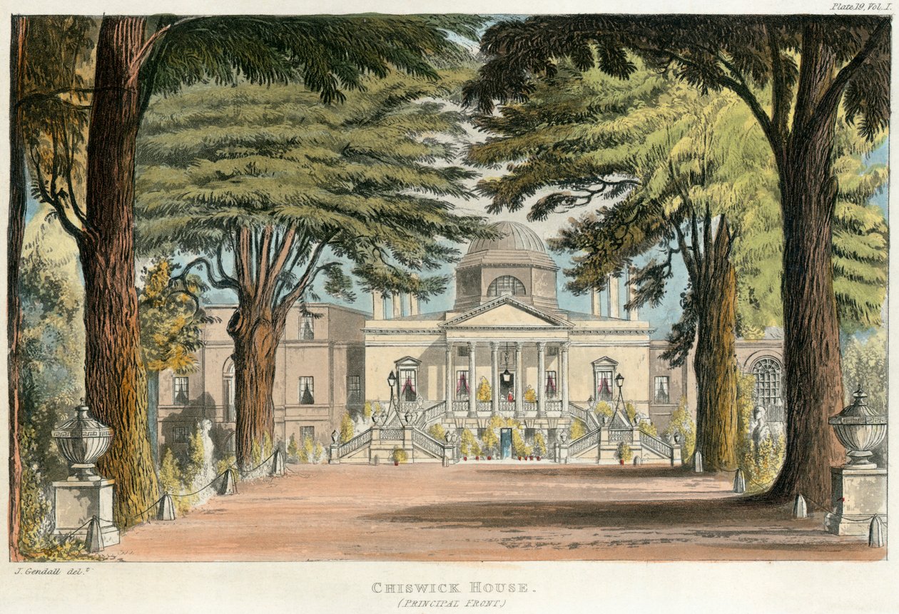 Główny front Chiswick House, Hounslow, Londyn, 1823 autorstwa Unbekannt