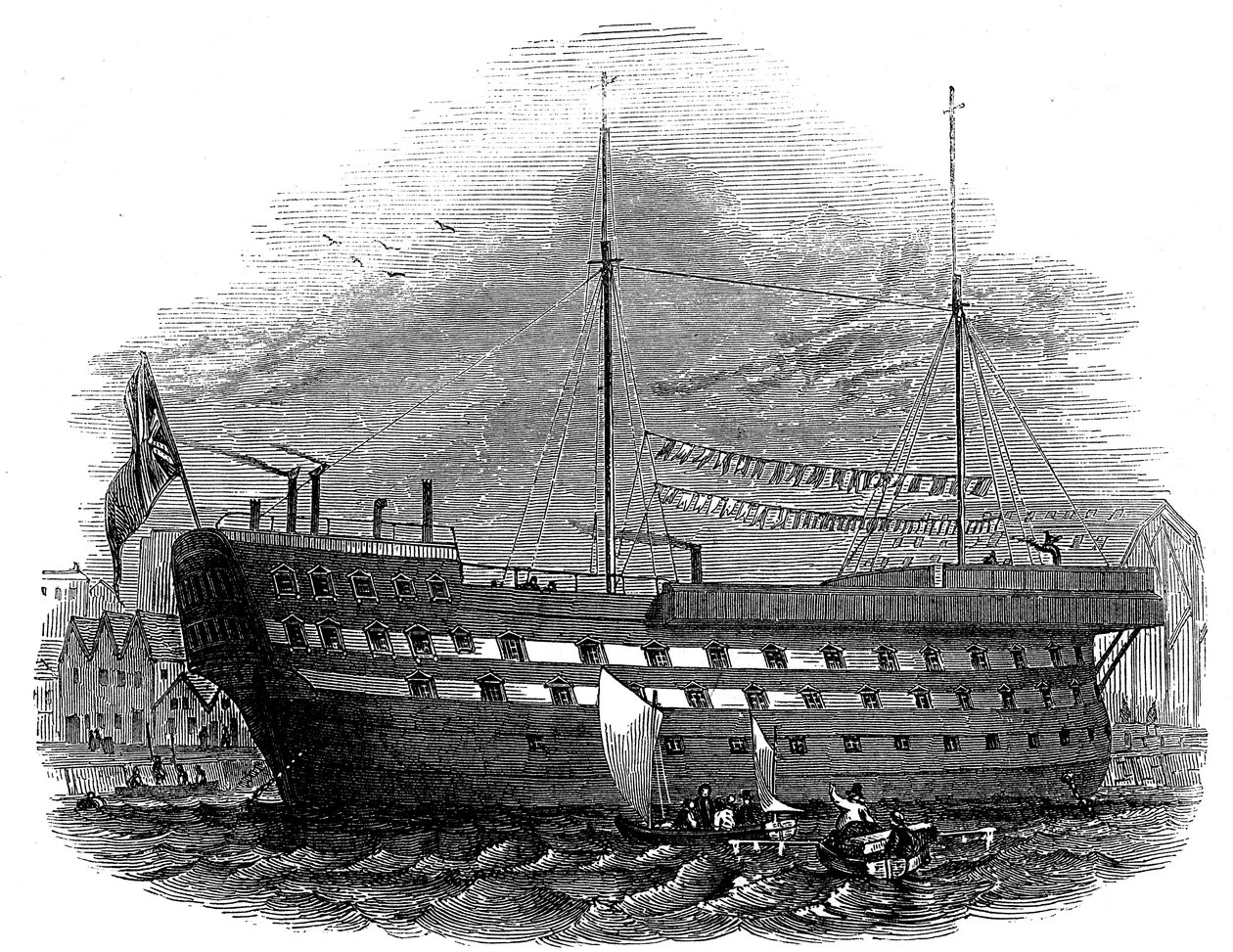 Hulk więzienny Wojownik w Woolwich, Londyn, 1848 autorstwa Unbekannt