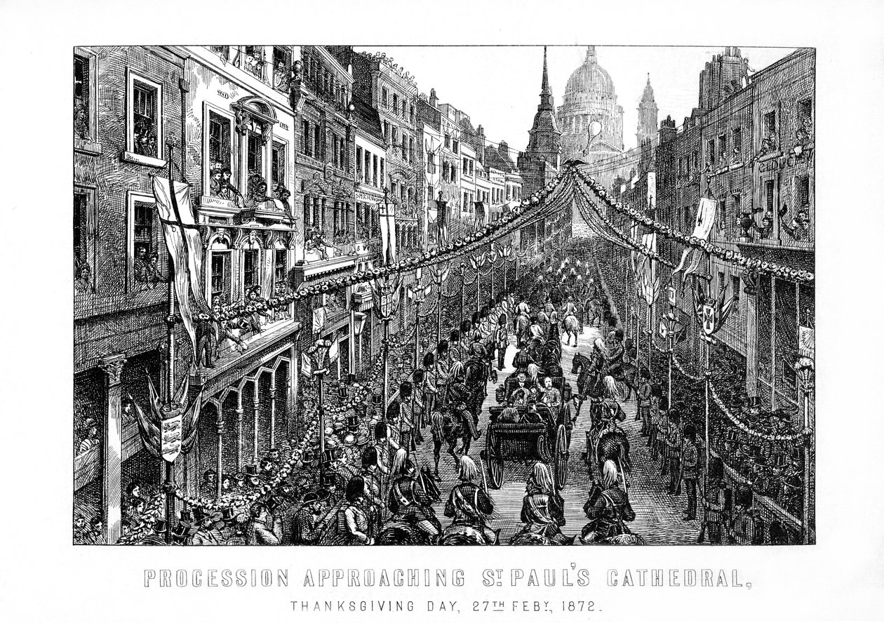 Procesja zbliżająca się do katedry św. Pawła, Święto Dziękczynienia, 27 lutego 1872, 1899 autorstwa Unbekannt