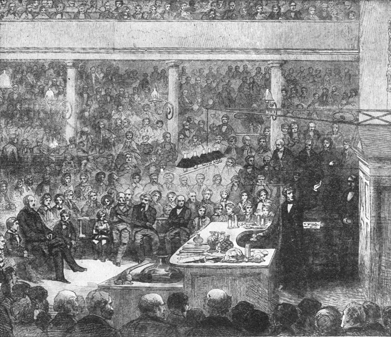 Profesor Faraday wykłada w Instytucie Królewskim...1856, 1901. autorstwa Unbekannt