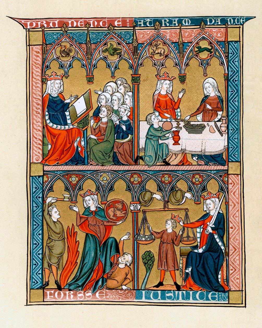 Roztropność, Wstrzemięźliwość, Męstwo i Sprawiedliwość, 1290-1300 autorstwa Unbekannt
