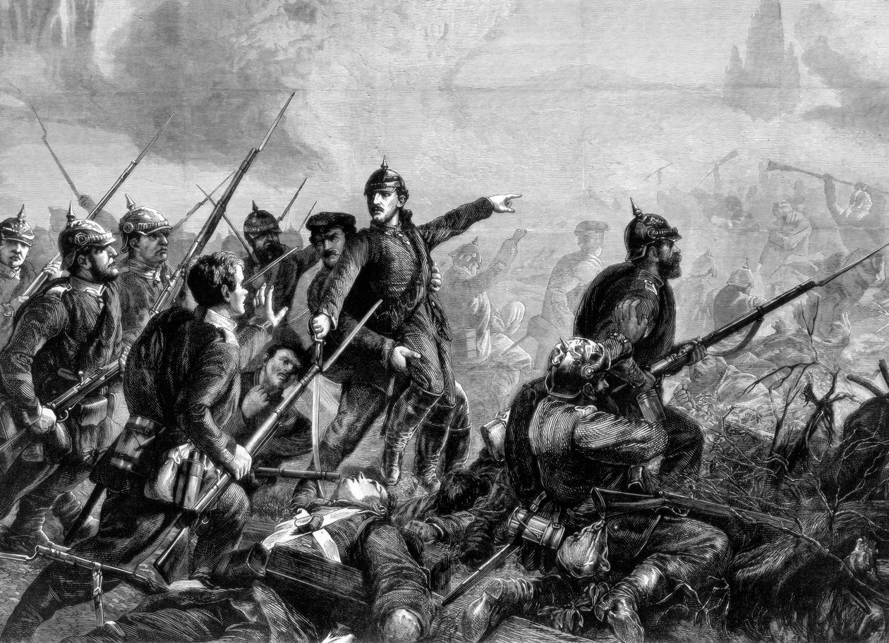 Piechota pruska na szarży, wojna francusko-pruska, 1870 autorstwa Unbekannt