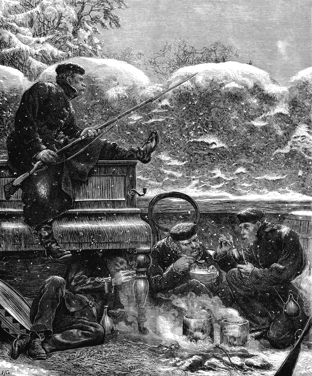 Wojska pruskie podczas oblężenia Paryża, wojna francusko-pruska, grudzień 1870 autorstwa Unbekannt