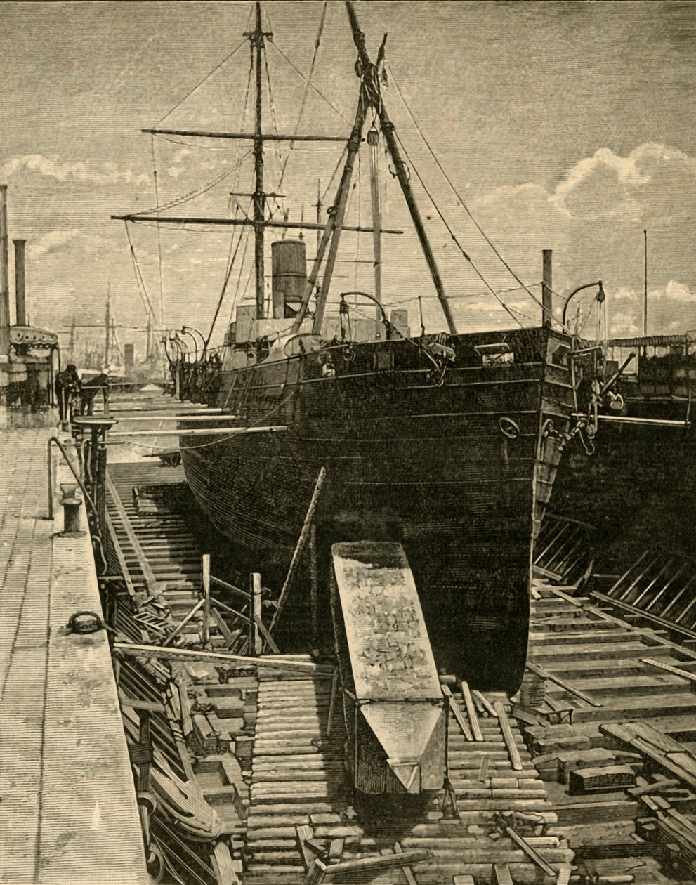 Umieszczenie obelisku w ładowni parowca, 1881 r. autorstwa Unbekannt
